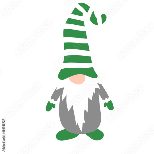 Cute christmas gnome. Hand draw elf. Vector illustration with characters in green hats.