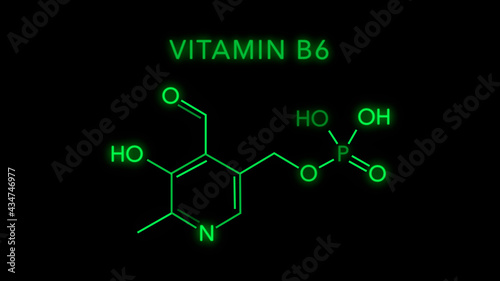 Vitamin B6 Molecular Structure Symbol on Black background