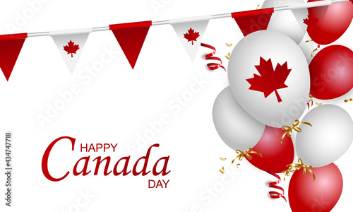 Canada Day vector illustration, Canadian flag and maple leaves, red and white vector