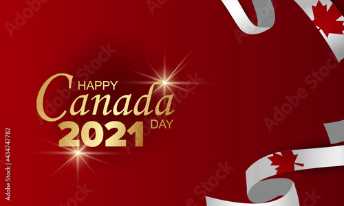 Canada Day vector illustration, Canadian flag and maple leaves, red and white vector