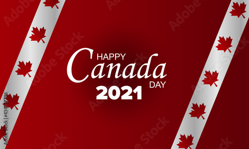 Canada Day vector illustration, Canadian flag and maple leaves, red and white vector
