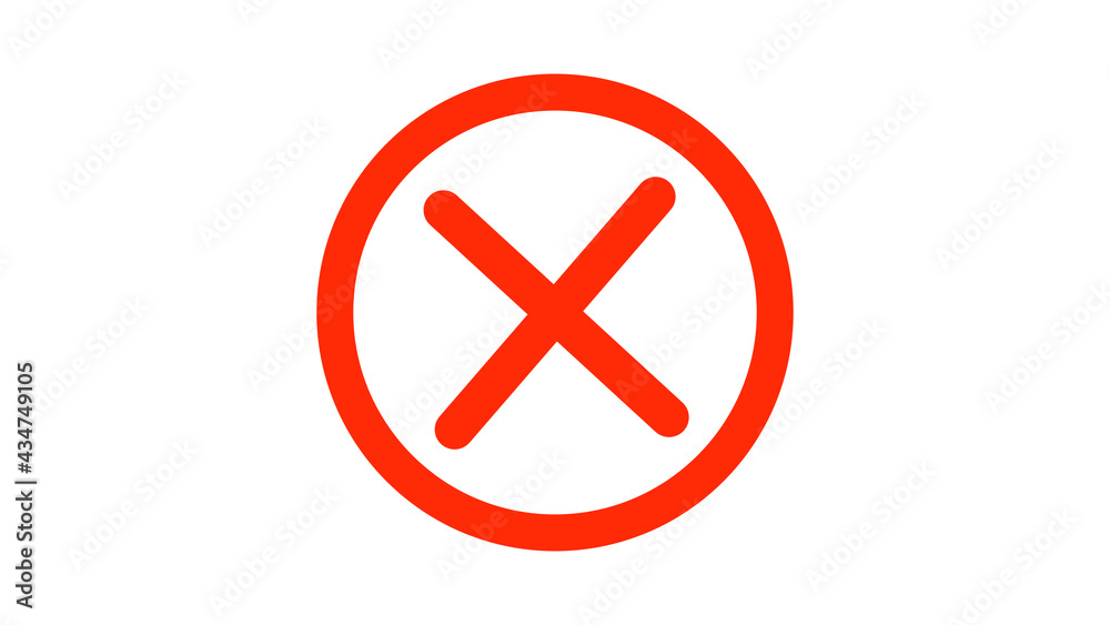 Red Cross Error or Do not Cross Symbol Icon on White background