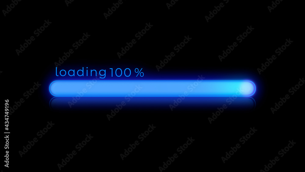 100% Futuristic progress loading bar on Black Background 100% Futuristic progress loading bar on Black Background