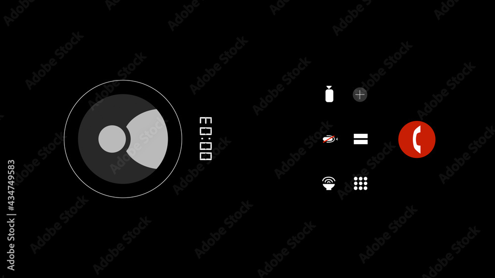 Modern One Minute Voice Call Vertical Screen User Interface with Timecall On Black Background Modern One Minute Voice Call Vertical Screen User Interface with Timecall On Black Background