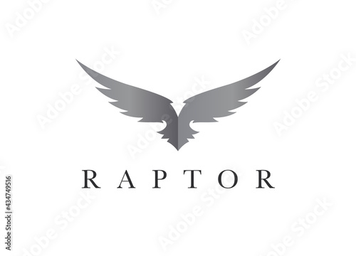 Eagle logo. Hawk icon. Abstract bird of prey symbol. Flying falcon raptor sign. Brand identity concept template vector illustration.