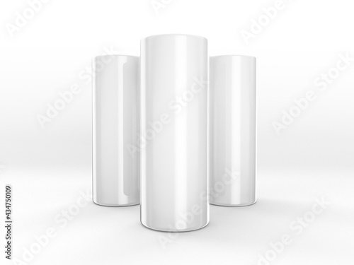 Rendering long drink acrylic cup isolated on white background with different positions. 3d illustration