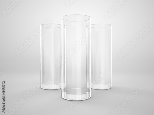 Rendering long drink acrylic cup isolated on white background with different positions. 3d illustration