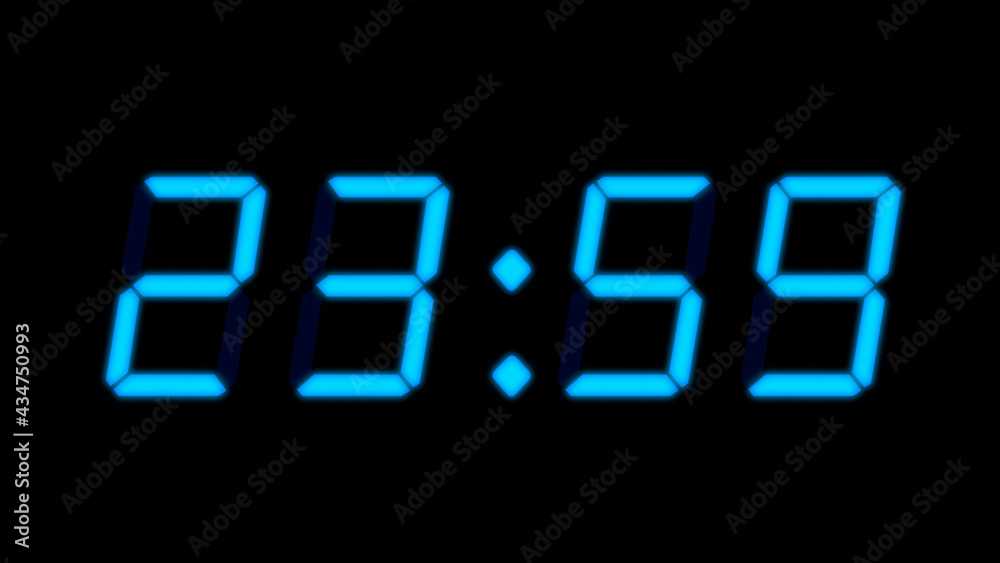 24 Hours Style Countdown to Midnight Watch on Black Background 24 Hours Style Countdown to Midnight Watch on Black Background