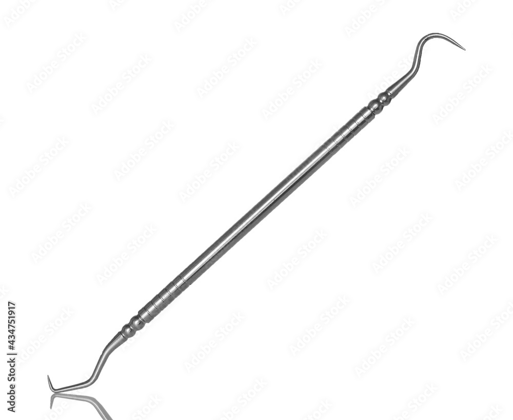 Dentist scaler on white background. Dental equipment
Dentist scaler on white background. Dental equipment
