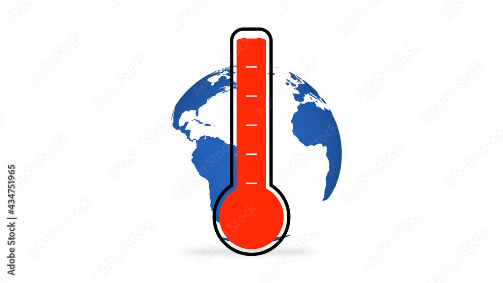 Earth with thermometer illustration icon for Climate Change and Global Warming Concept on White Background Earth with thermometer illustration icon for Climate Change and Global Warming Concept on White Background