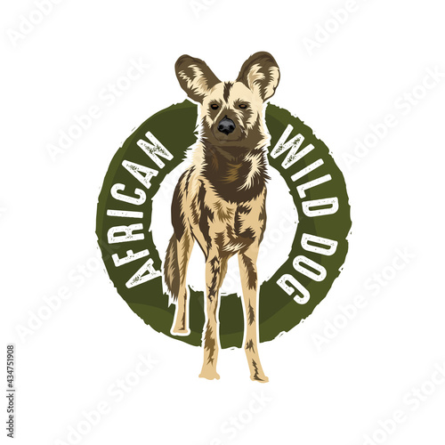 African wild dog, perfect for wild life tshirt design 