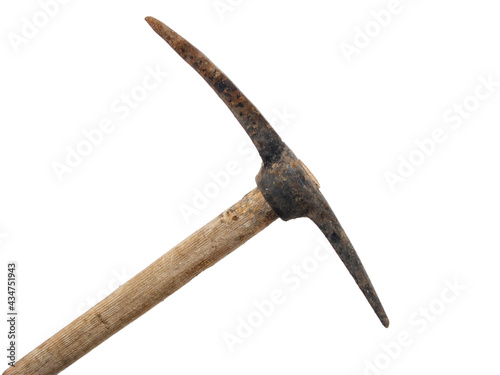 old pickaxe isolated on white background
