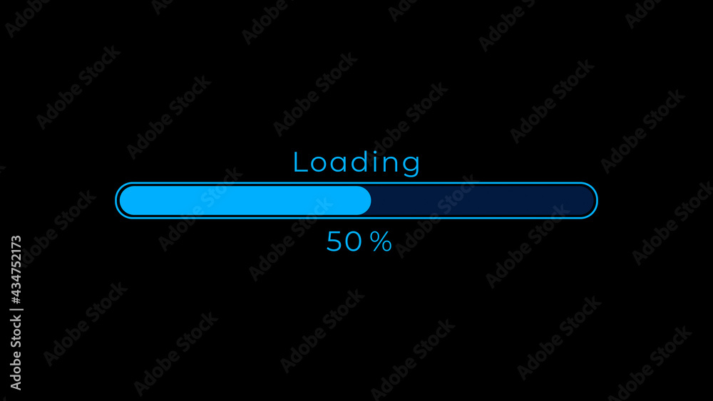 50% Futuristic Loading Progress on Black Background 50% Futuristic Loading Progress on Black Background