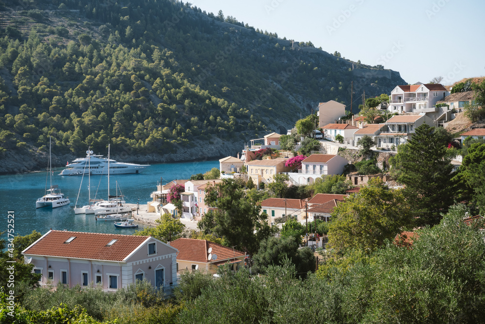 Assos town on Cephalonia Ionian island in Greece. Summer travel vacation