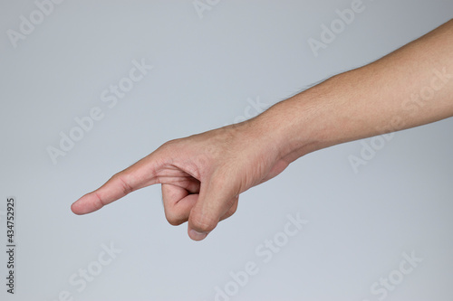 The hand that is pointing to express a need or directive for others to follow. It may be indicating the location of various objects. ( Clipping Path )