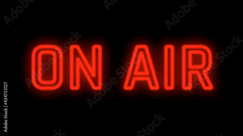 On Air Stroke Neon Glow Sign on Black Background photo