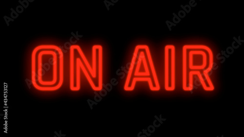 Billede på lærred On Air Stroke Neon Glow Sign on Black Background
