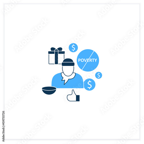 Ending poverty flat icon. Rise in living standards. Improving living conditions. Universal basic income concept. Vector illustration