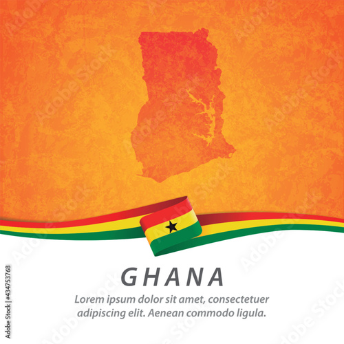 Ghana flag with map