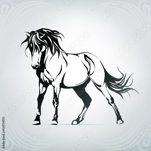 Vector silhouette of a running horse