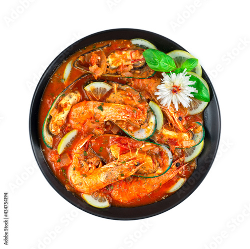Seafood Cataplana is a special dish (wok) to prepare seafood in Portugal food dish Style