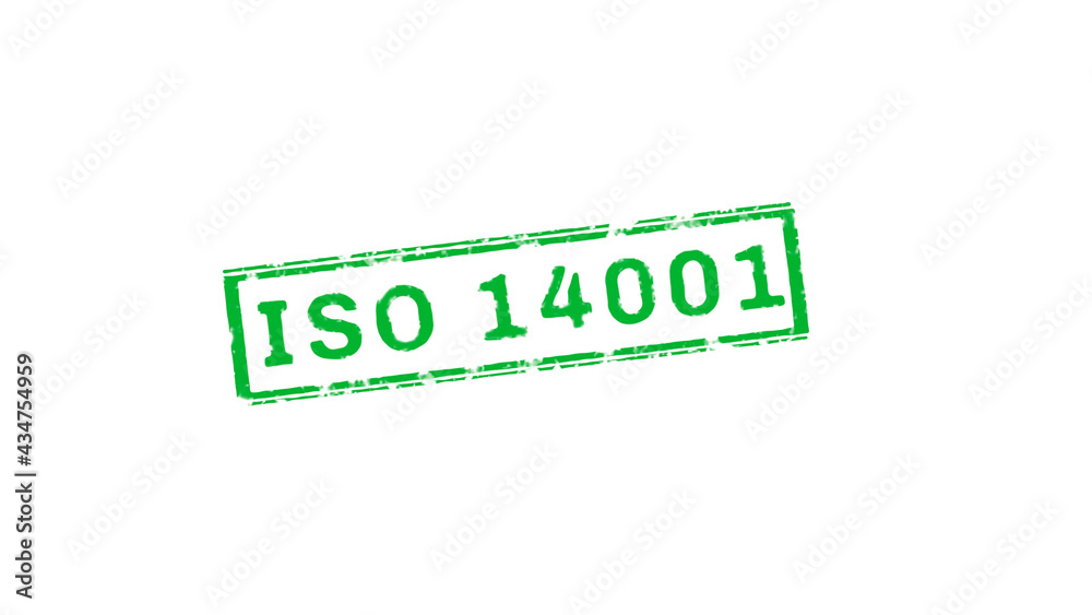 ISO 14001 Text Stamp effects on White Background ISO 14001 Text Stamp effects on White Background