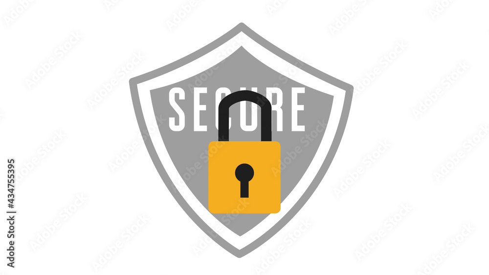 Safety Lock Icon Illustration with Secure Shield Lock and Unlock Position on White Background Safety Lock Icon Illustration with Secure Shield Lock and Unlock Position on White Background