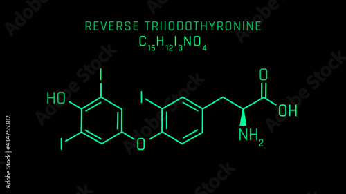 Reverse triiodothyronine Molecular Structure Symbol on black background photo