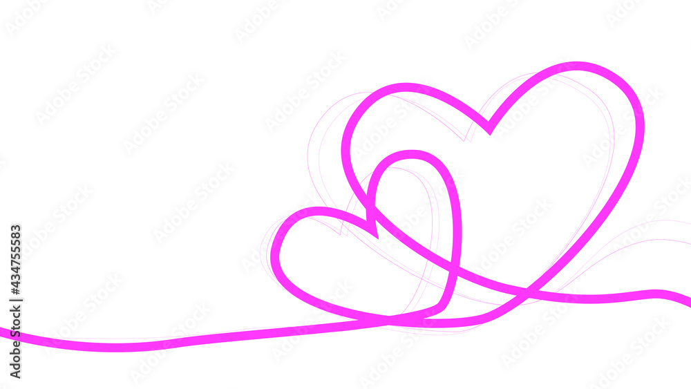 Two Heart Shape for Valentine or Love Illustration Hand Writing on White Background