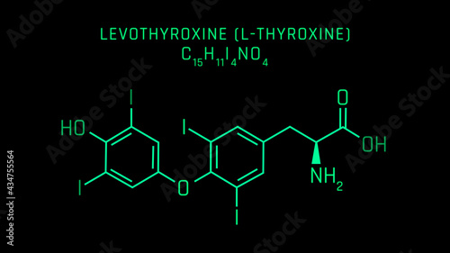 Thyroxine Molecular Structure Symbol on black background