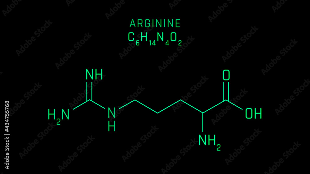 Arginine Molecular Structure Symbol on black background Arginine Molecular Structure Symbol on black background