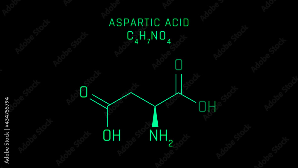 Fototapeta premium Aspartic acid Molecular Structure Symbol on black background