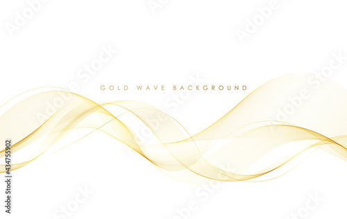 Vector abstract colorful flowing gold wave lines isolated on white background. Design element for wedding invitation, greeting card