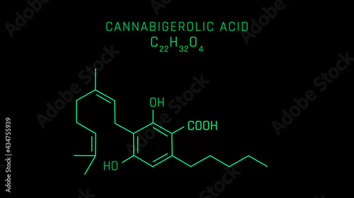 Cannabigerolic Acid Molecular Structure Symbol on black background