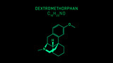 Dextromethorphan Molecular Structure Symbol on black background
