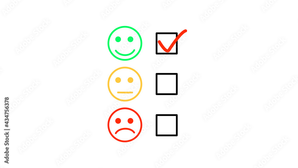 Choosing Smile or Happy Emoticon Customer Service Evaluation or Rating Review Choosing Smile or Happy Emoticon Customer Service Evaluation or Rating Review