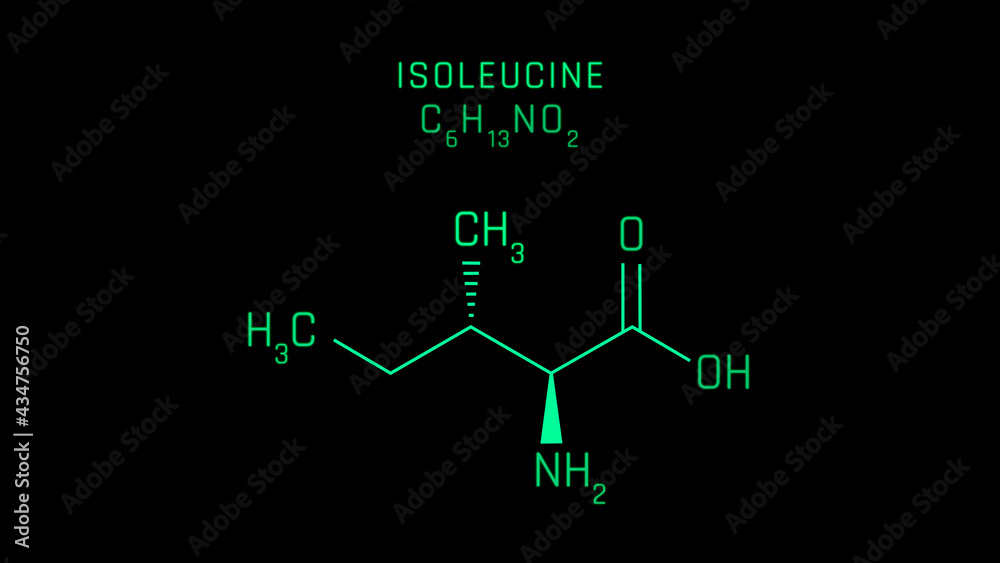 Isoleucine Molecular Structure Symbol on black background Isoleucine Molecular Structure Symbol on black background