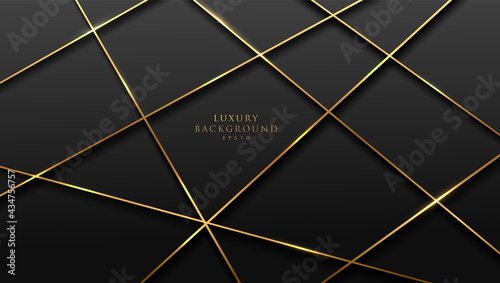 Abstract perspective golden lines pattern on black background. Luxury and elegant style. You can use for cover, poster, web, flyer, Landing page, Print ad. Vector illustration