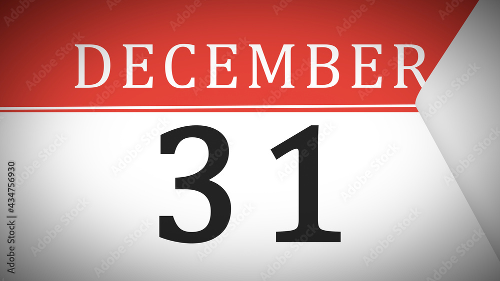 Last Day on Month of December \ Calendar Page Turn Last Day on Month of December \ Calendar Page Turn