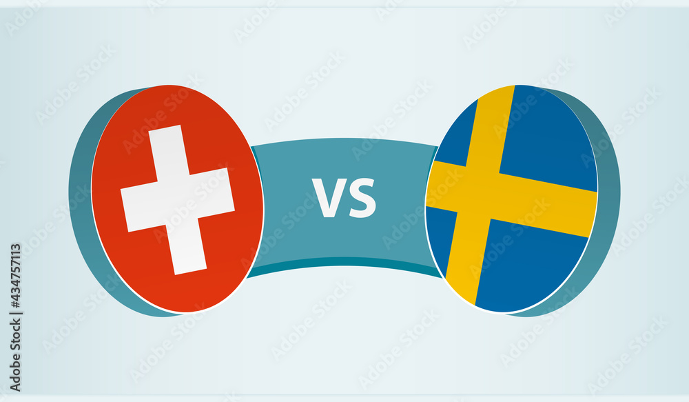 Switzerland versus Sweden, team sports competition concept. Switzerland versus Sweden, team sports competition concept.