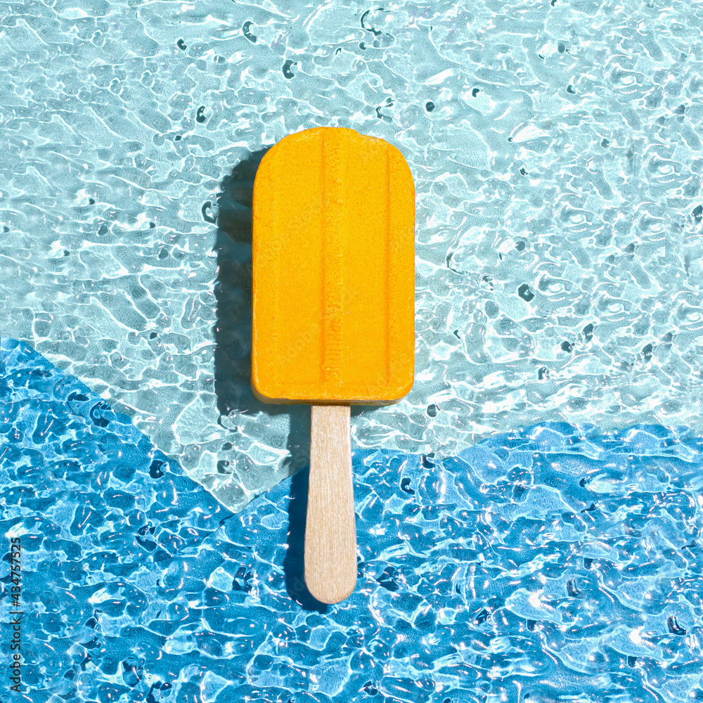 A bath bomb in the shape of an ice cream yellow Summer concept