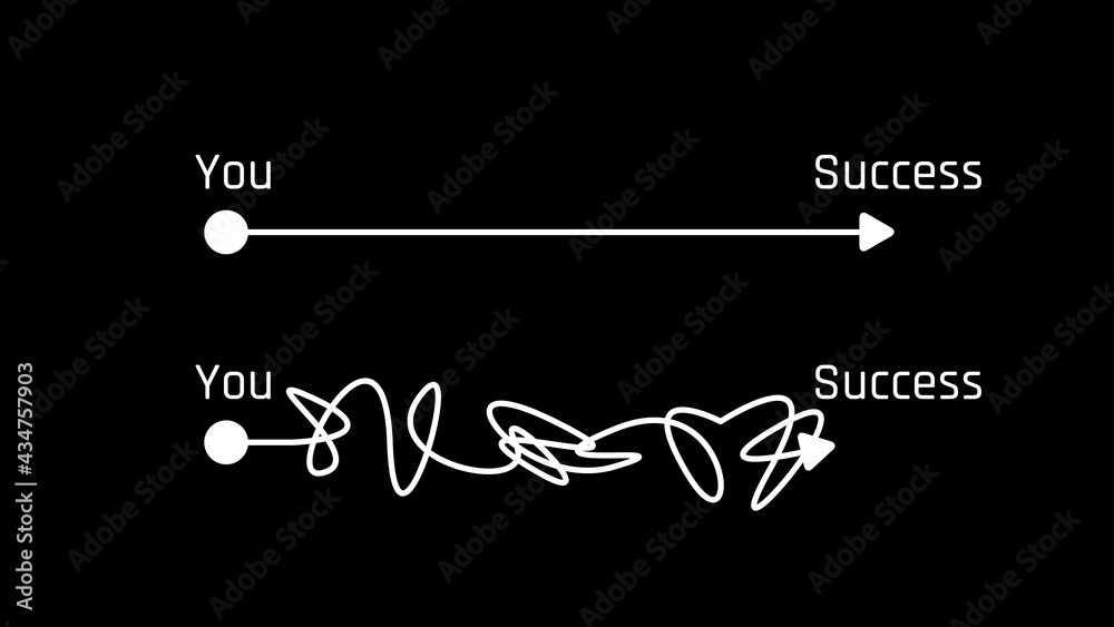 Fototapeta premium Success Line Process and Struggle Concept on Black Background