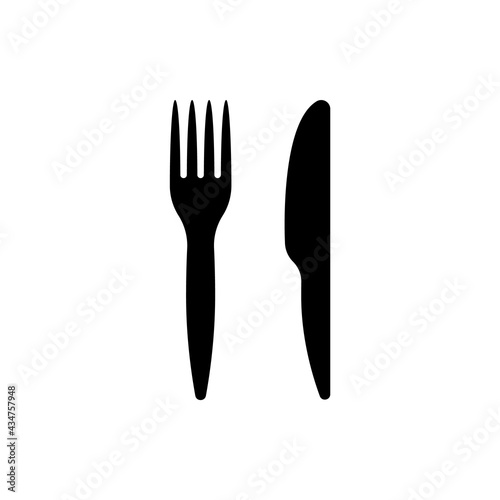Knife and fork black icon on white background