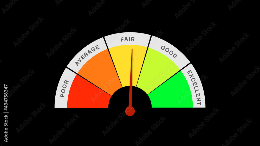 Fair Meter Gauge For Rating and Review on Black Background Fair Meter Gauge For Rating and Review on Black Background