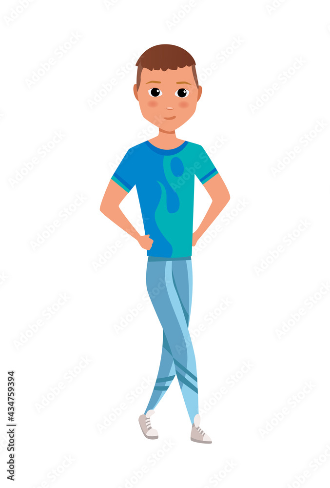 illustration of young smiling men in casual cloth under the white background. Front view man illustration of young smiling men in casual cloth under the white background. Front view man