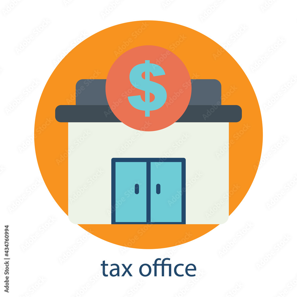 tax office flat icon. the icon can be used for application icon, web icon, infographics. Editable stroke. Design template vector