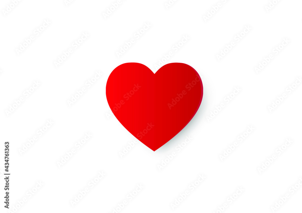 red heart on white background, vector illustration. design for valentine's day card, anniversary celebration, gift and others.