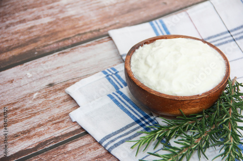 traditional white turkish yogurt on a plate