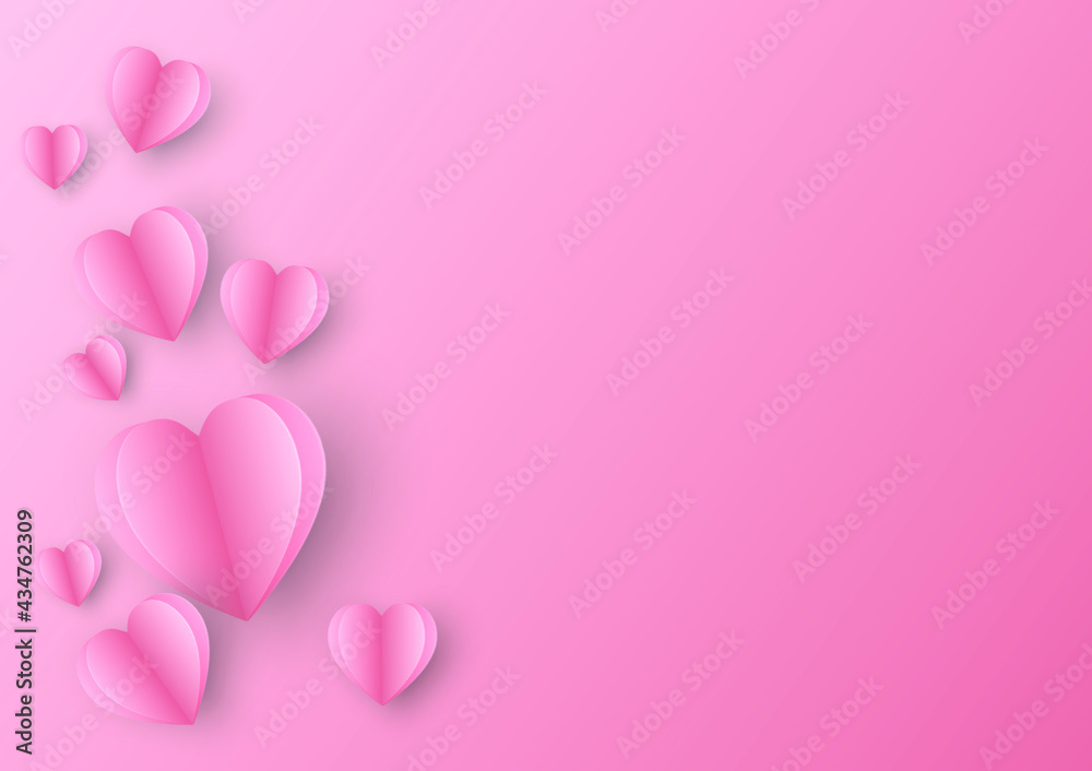 pink hearts on pink background, vector illustration. design for valentine's day card, anniversary celebration, gift and others with copy space