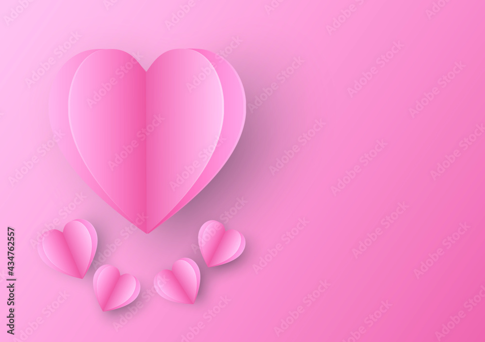 pink hearts on pink background, vector illustration. design for valentine's day card, anniversary celebration, gift and others with copy space